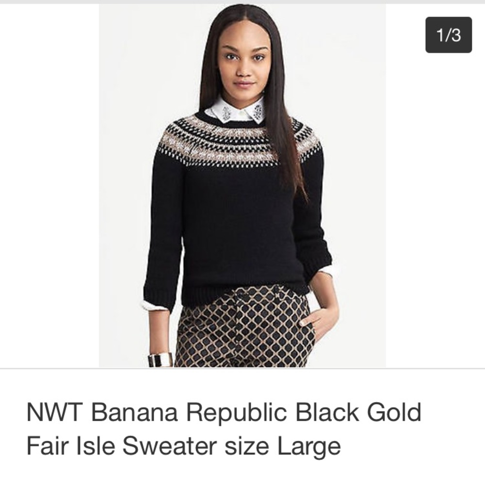 ISO Banana Republic Black & Gold Fair Isle L or XL