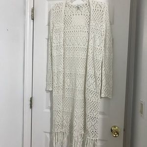 Fringed bottom knot cardigan