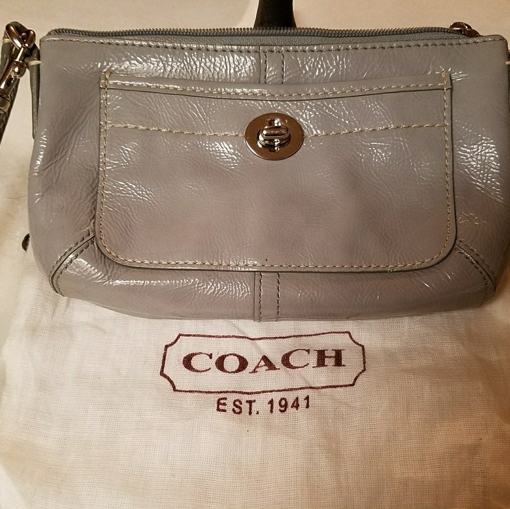 Coach Grey Shine Leather Wristlet