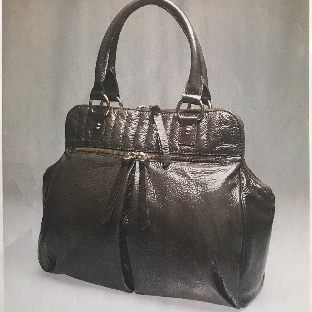 J. Crew Andie Charcoal Patent Leather Bag