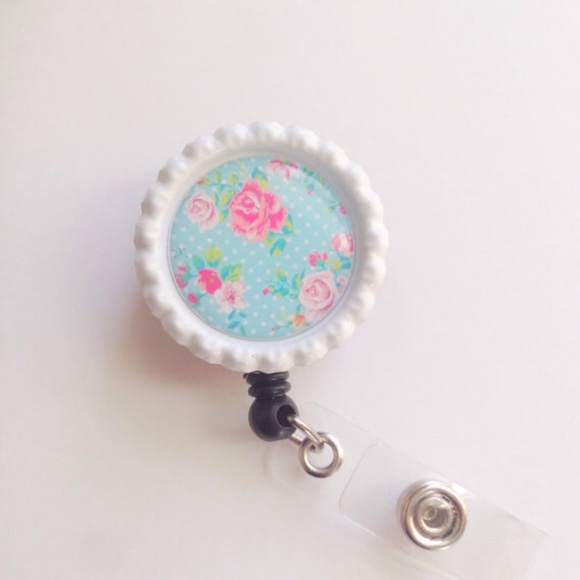 Shabby Chic Floral Retractable Badge Reel - Picture 3 of 4