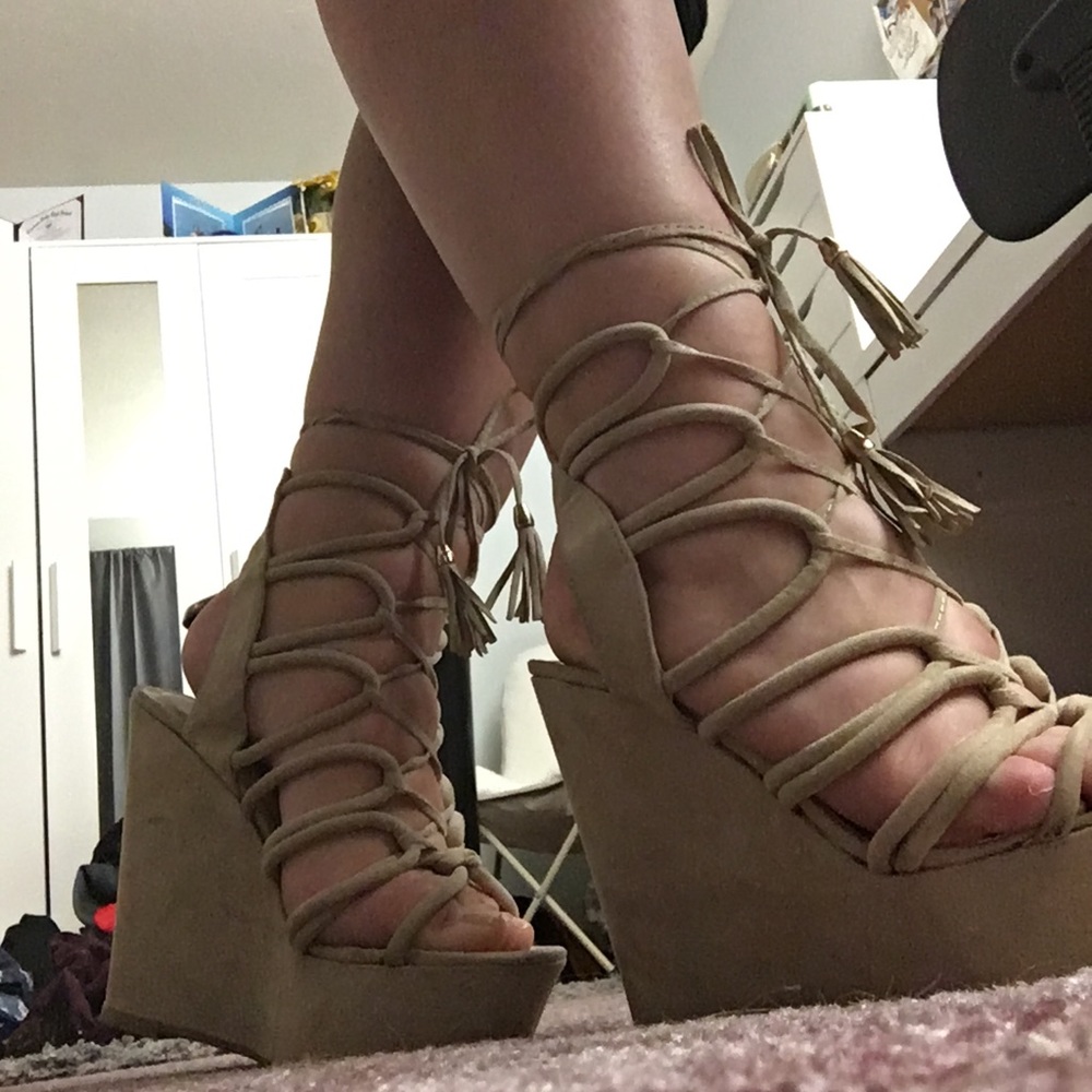 Tan High Heel Wedges