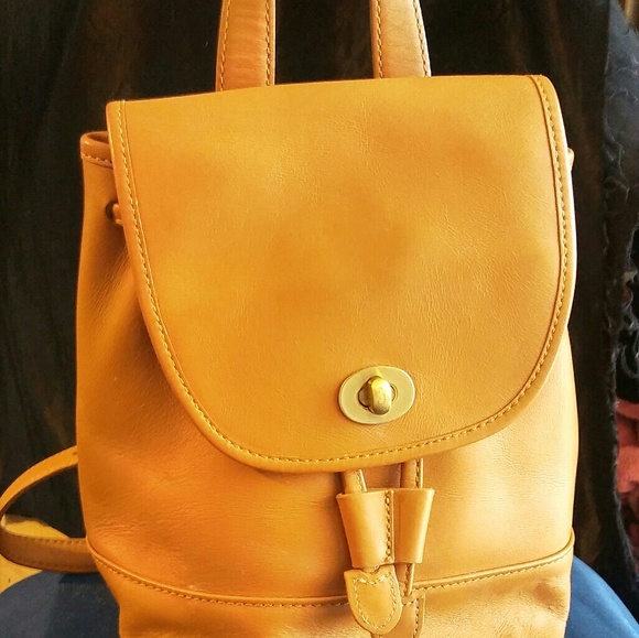 Tan leather coach backpack