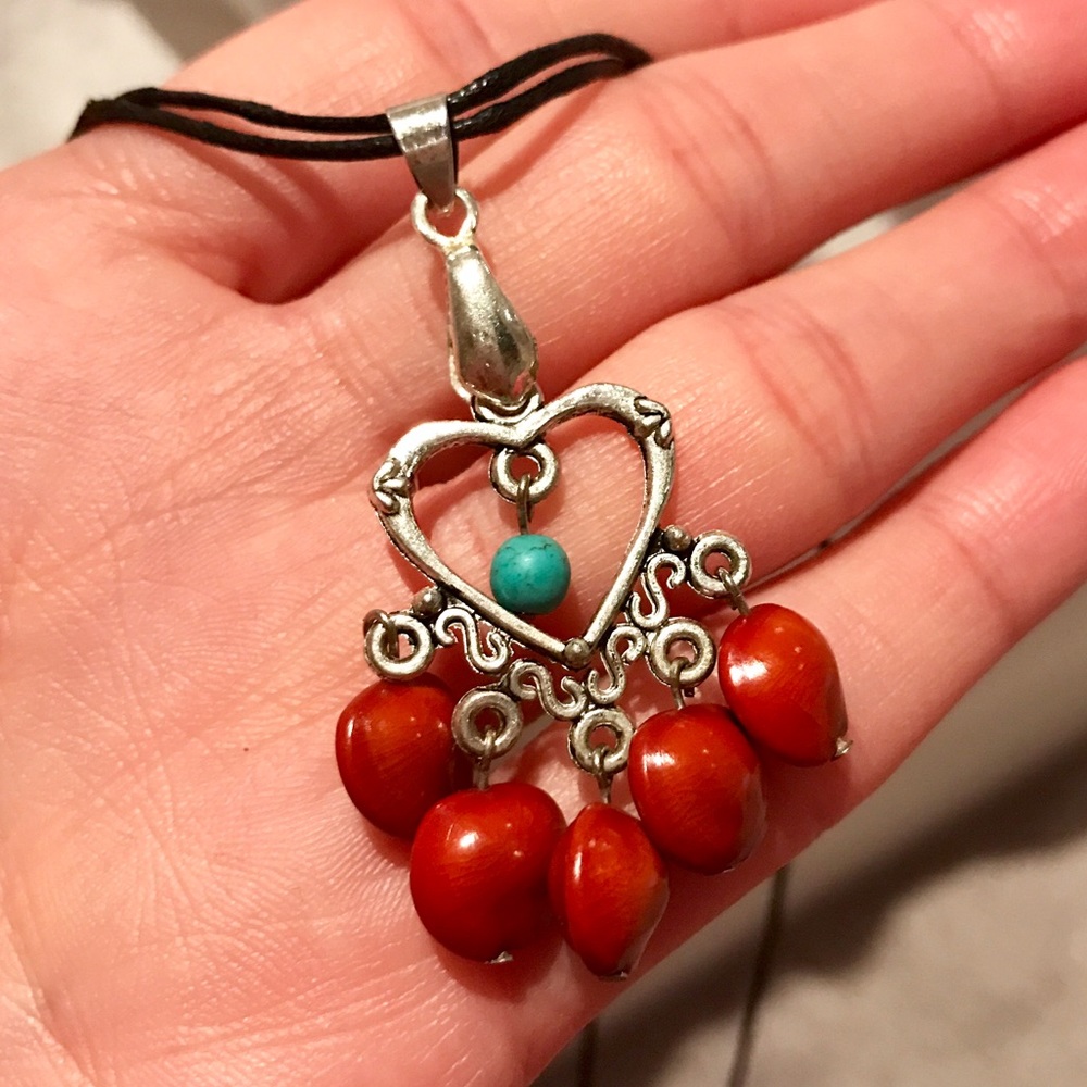 hippie bohemian necklace Festive heart necklace