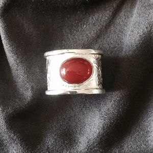 Unique Sterling Silver Ring with Red stone.