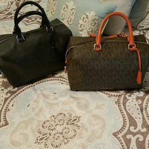 Michael Kors Large Kirby Satchel w/Orange Accent