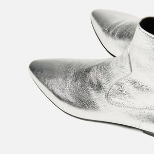 silver flat booties