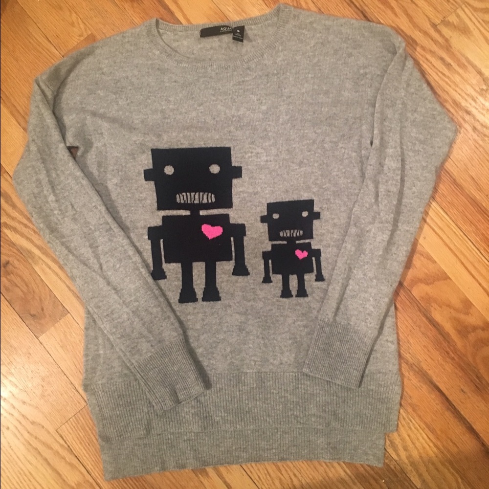 AQUA grey cashmere sweater - XS