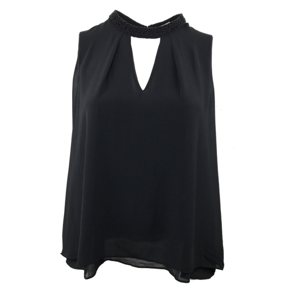 Plus size Beaded Necklace Collar Blouse - Black