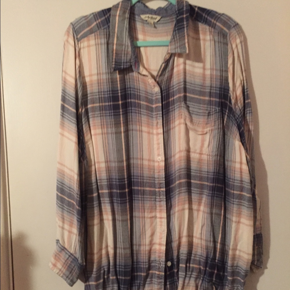 Button up flannel blouse
