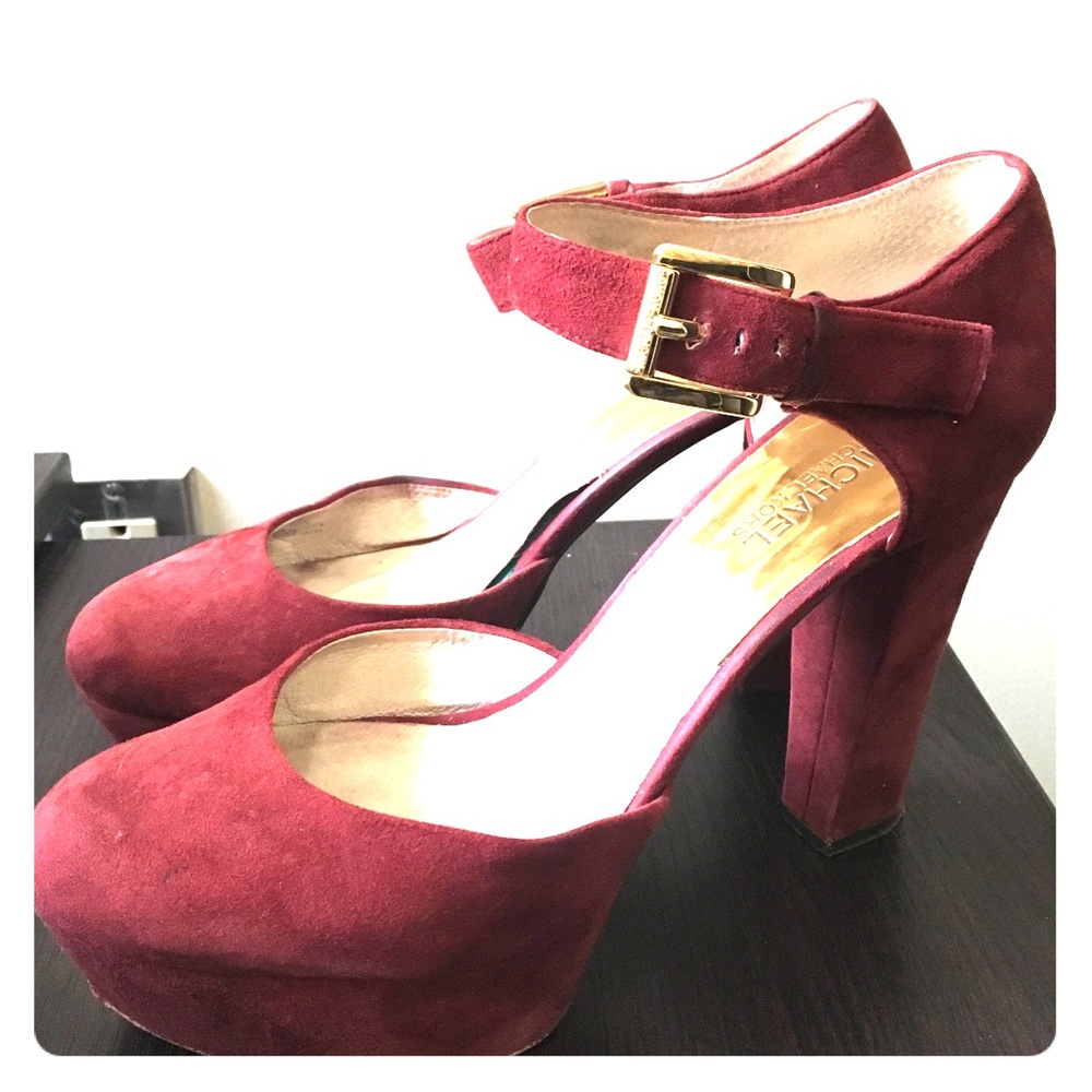 Burgundy Michael Kors chunky heels