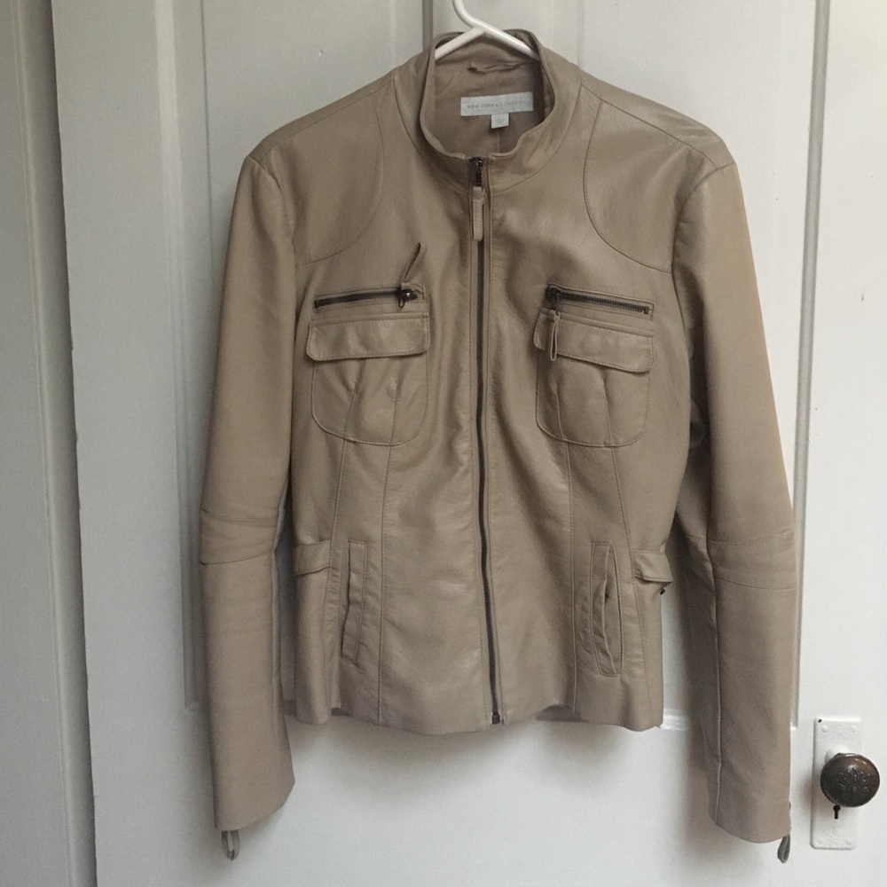 Beige Faux Leather Jacket