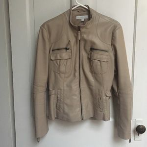 Beige Faux Leather Jacket