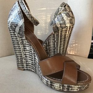 Tory Burch Snakeskin Leather Wedges