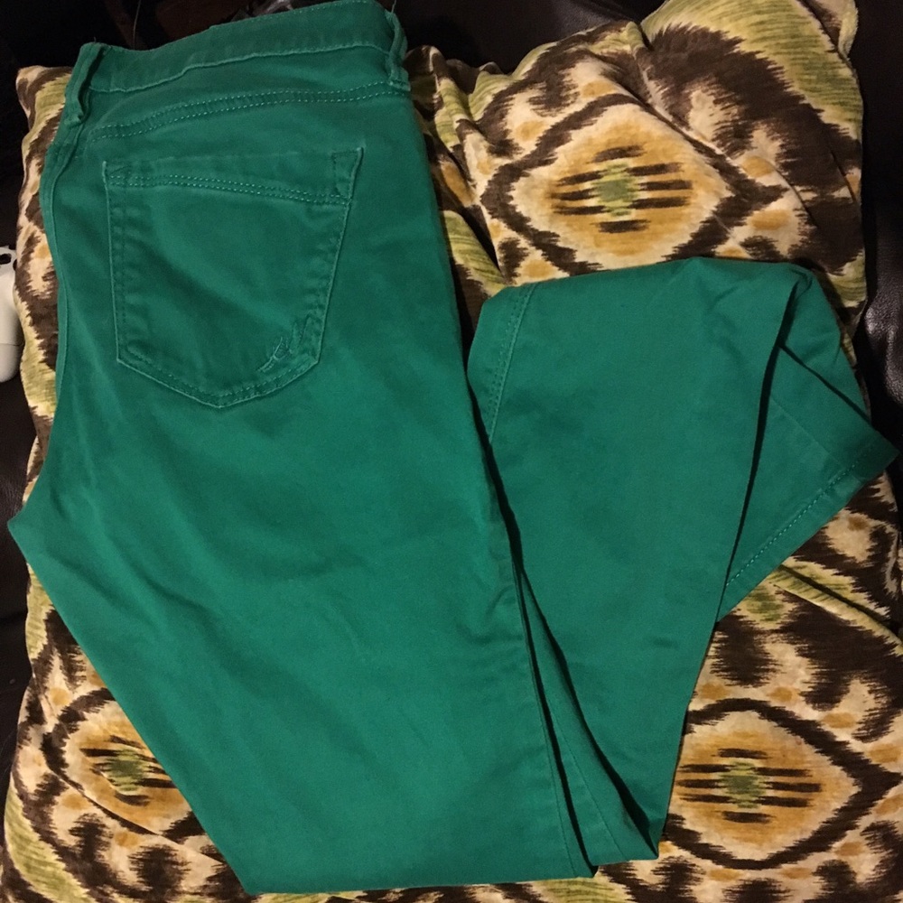 Fitted stretch green express pants