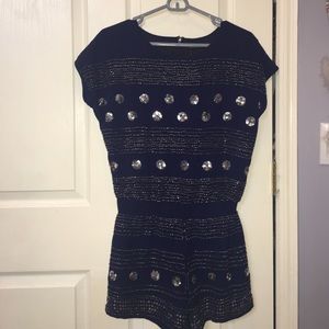Navy Blue Sequence Romper