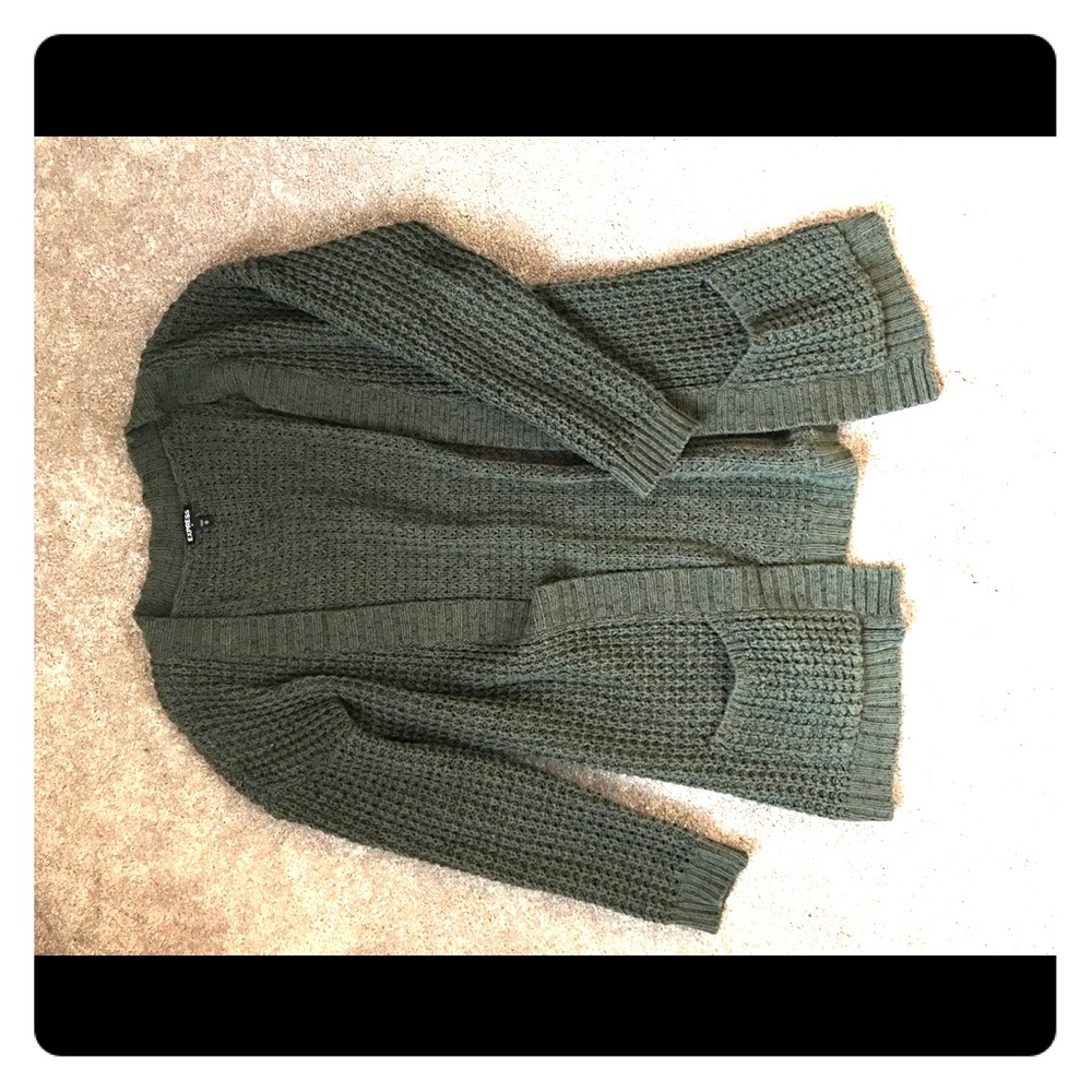 Hunter green Express textured cardigan
