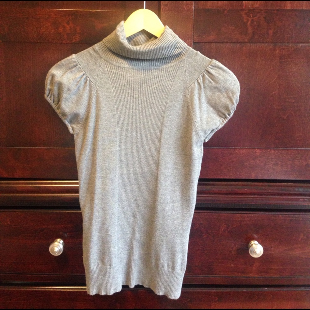 Short sleeve grey turtleneck sweater