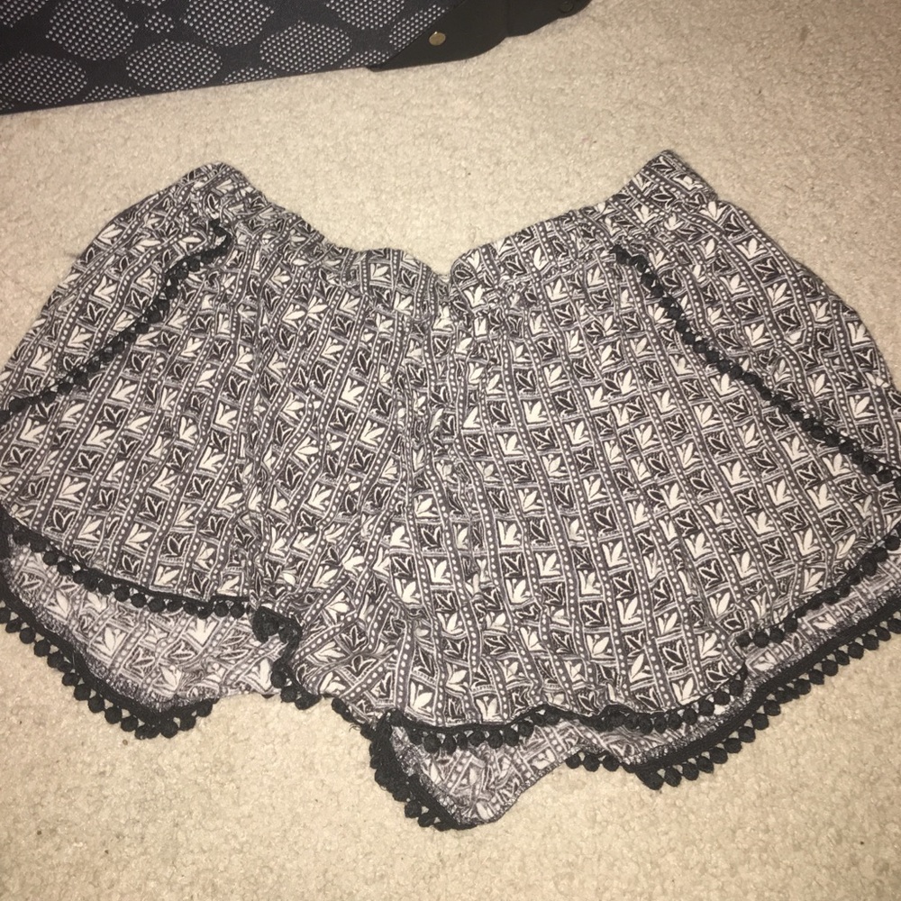 Black and White Flowey Shorts