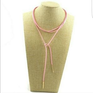 Pink and Gold Boho Wrap Necklace