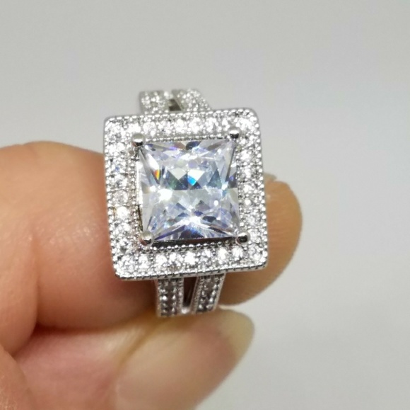 NWOT Square Cz Engagement Ring Size 6 - Picture 2 of 4