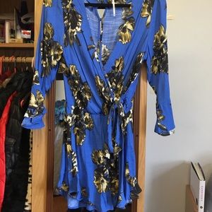 Free people floral blue romper