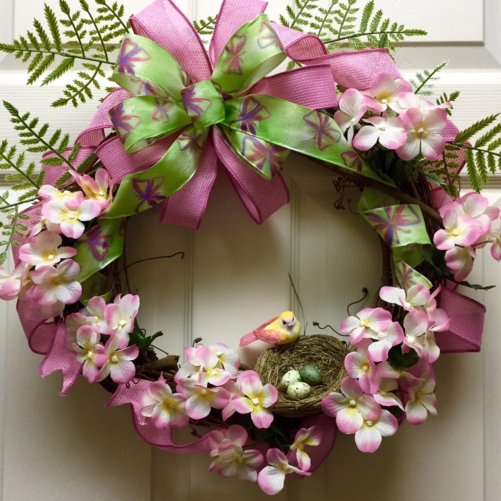 Easter Spring Wreath Decoration Flowers Bird'