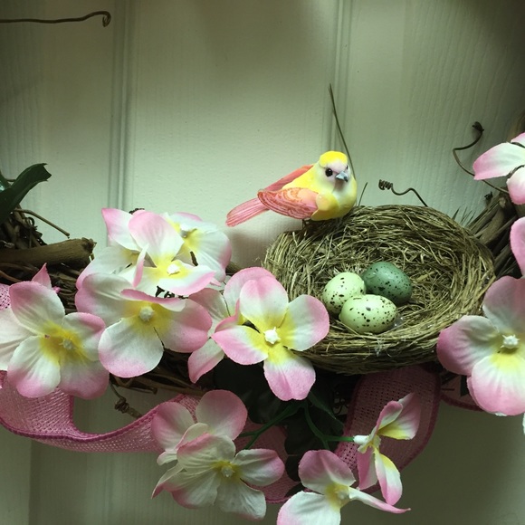 Easter Spring Wreath Decoration Flowers Bird' - Picture 2 of 6