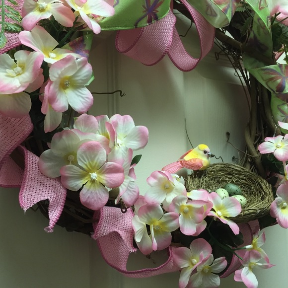 Easter Spring Wreath Decoration Flowers Bird' - Picture 4 of 6