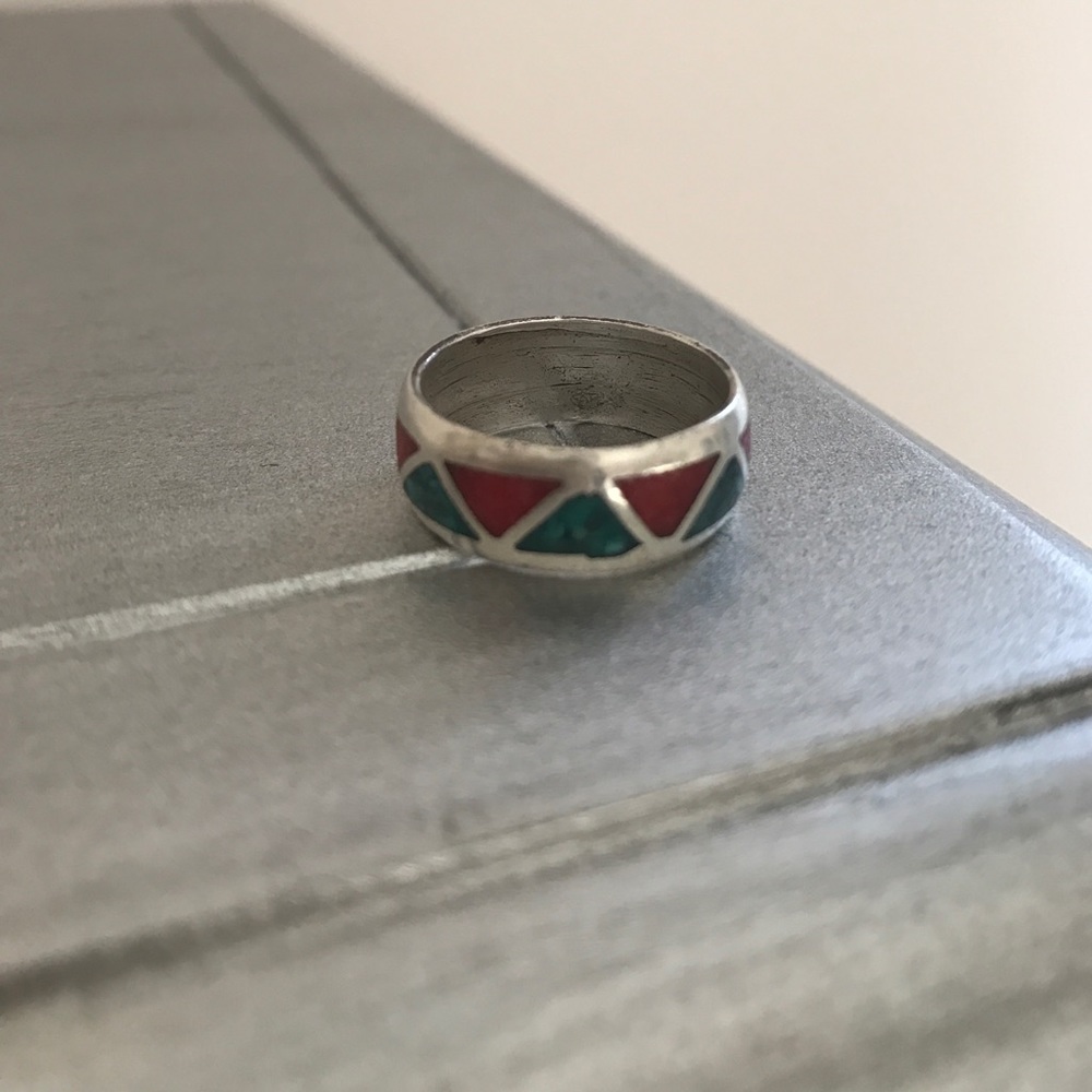 Coral and turquoise ring 6
