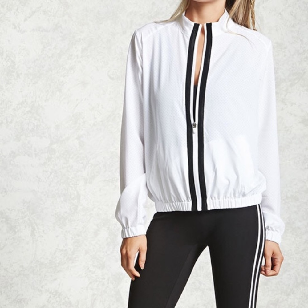 Athletic perforated bomber jacket