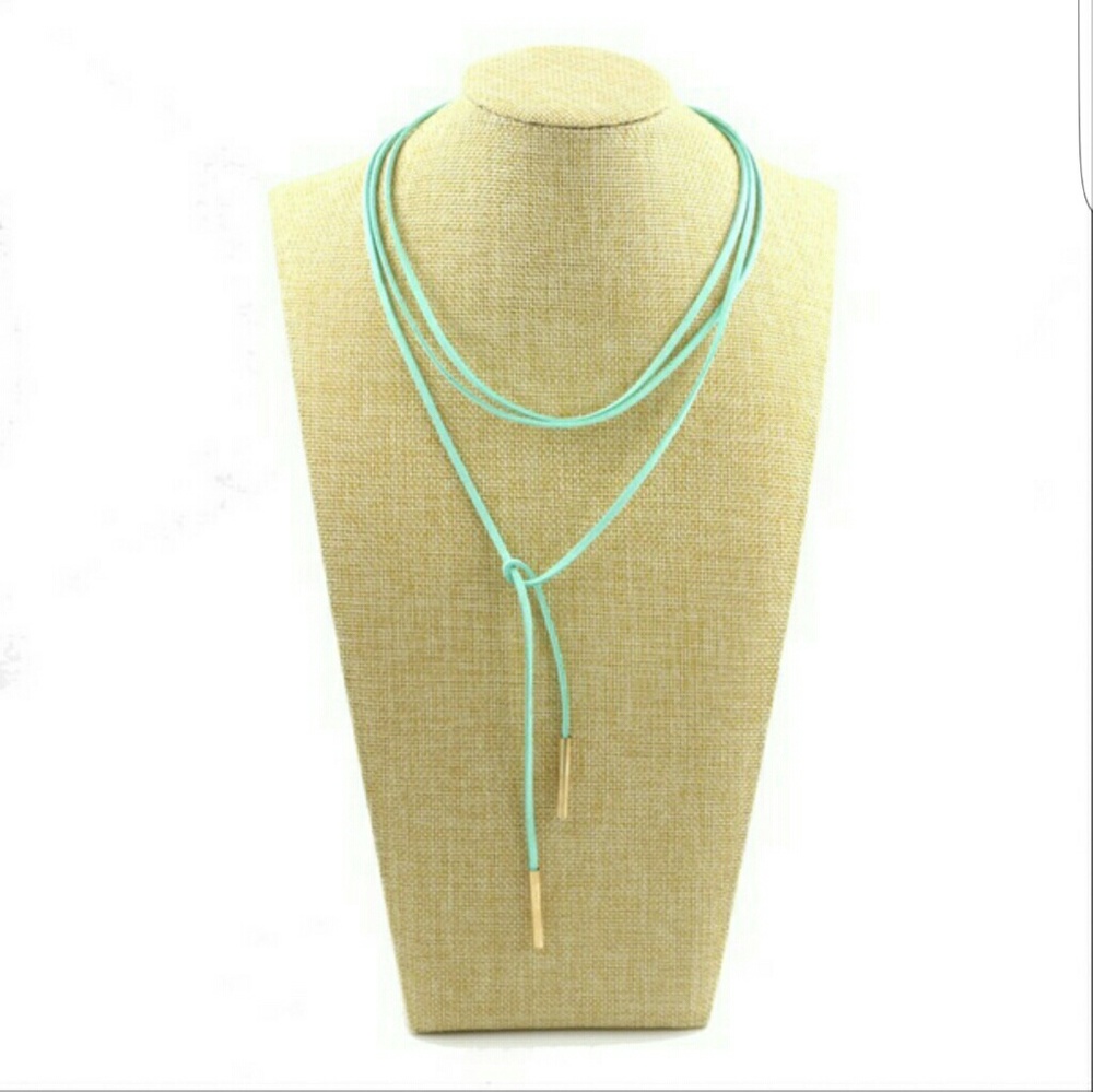 Mint and Gold Boho Wrap Necklace