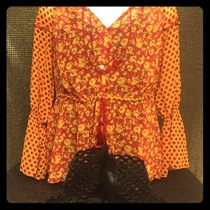 NWT Sheer Printed Blouse