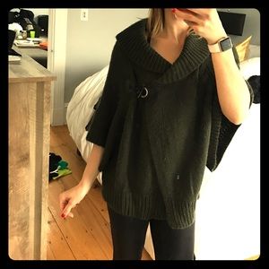 BCBG Poncho Sweater in Hunter Green