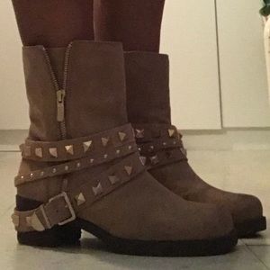 Suede gold studded boots