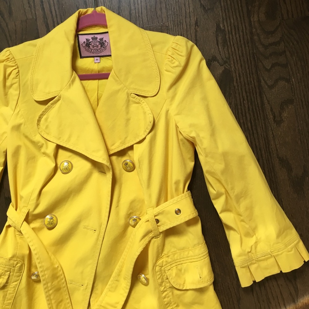 Juicy Couture Sunny Yellow Ruffled Trench Coat