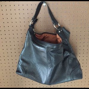 Black Leather Slouch Bag