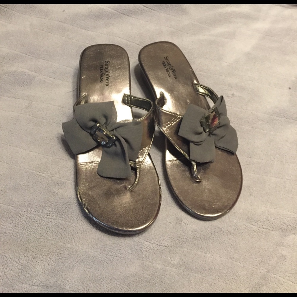 Silver Vera wang sandals with bows