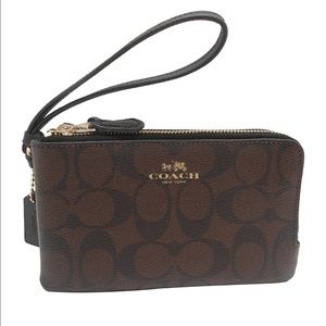 NWT large double zip Coach wristlet.