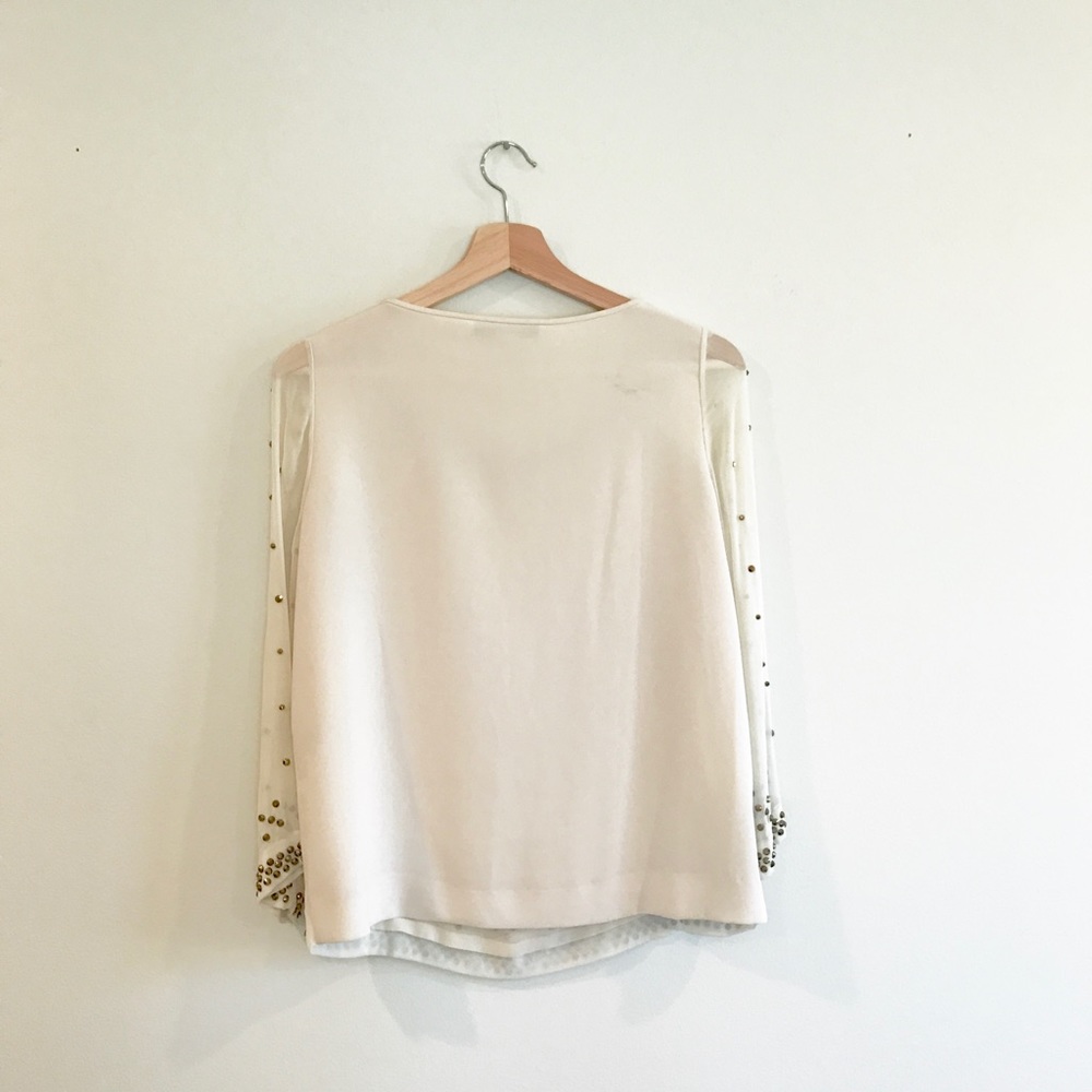Diane Von Furstenberg Metallic Jeweled Silk Blouse - Picture 8 of 8
