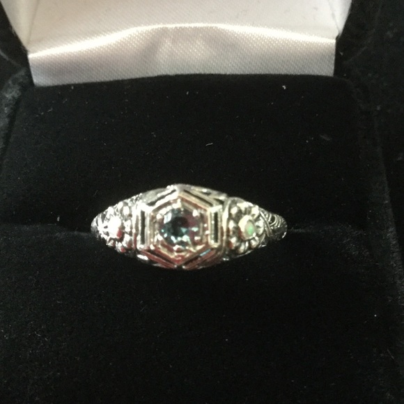 Atlanta Auction  Jewelry - Intricate Aquamarine Dainty Ring