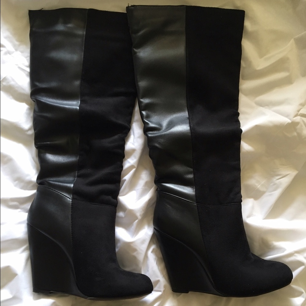 Wedge heel dress boots