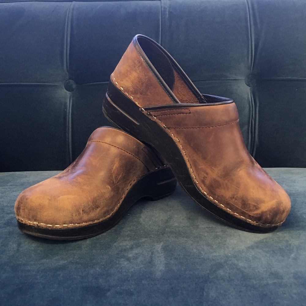 Dansko Oiled Brown Leather Clogs