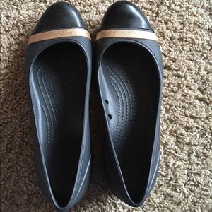 Gold glitter band CROC flats size 7