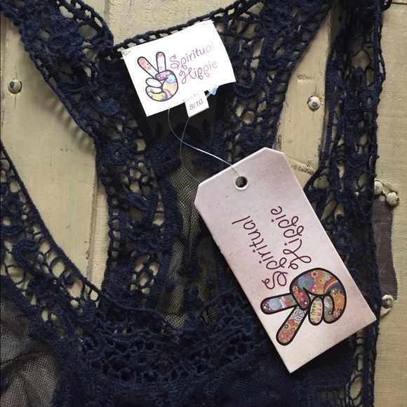 ASOS SPIRITUAL HIPPIE STRETCH BOHO OVERSIZED TOP SHEER LACE TANK TOP M 8 10 - Picture 8 of 17