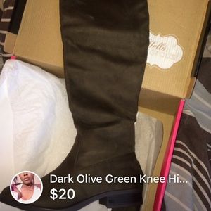 Olive green knee-high boots