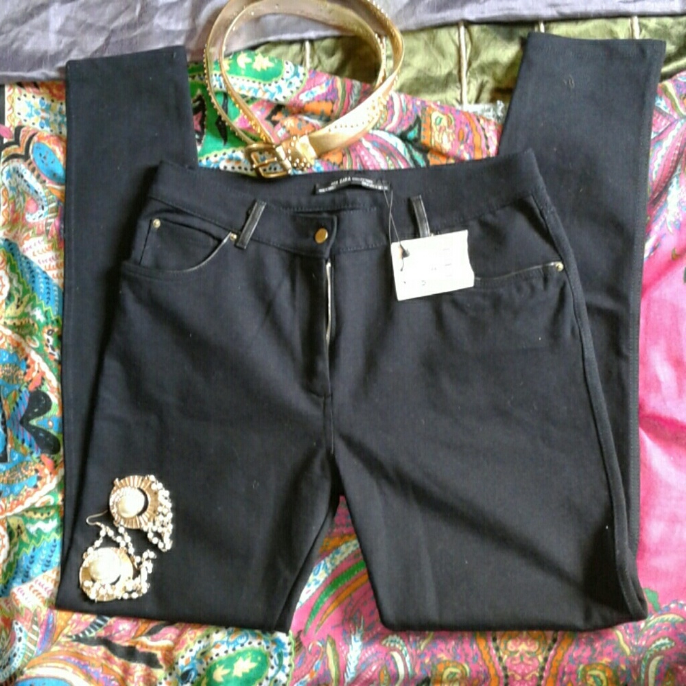 W&B ZARA COLLECTION BLACK STRETCH JEANS NWT - Picture 4 of 5