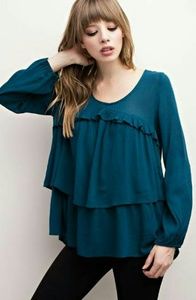 Boutique teal layered top tunic