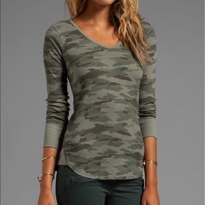 Free People Camo Top Scoop Neck