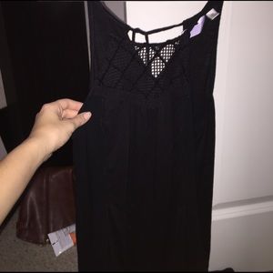 Black tank top with crochet detail